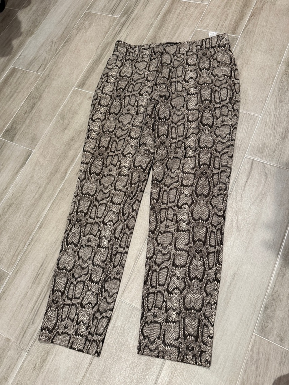 Zara Snake Print Straight Leg Pants in Black & Brown